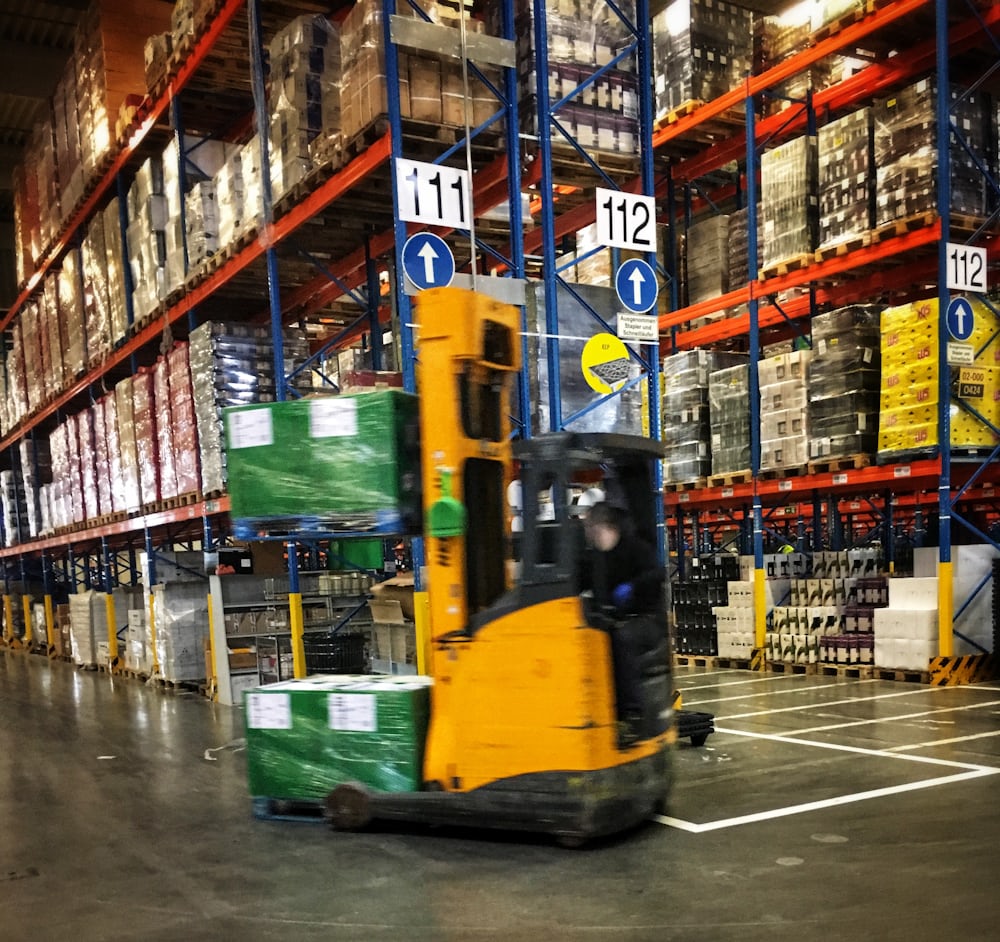 Modern warehouse with organized shelves